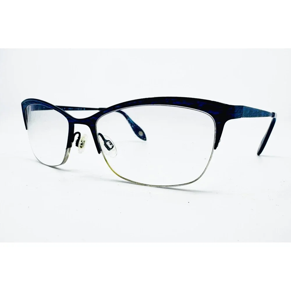 Vera Wang Eyeglasses Womens Blue Semi Rimless Cat Eye Frames 52-16-135